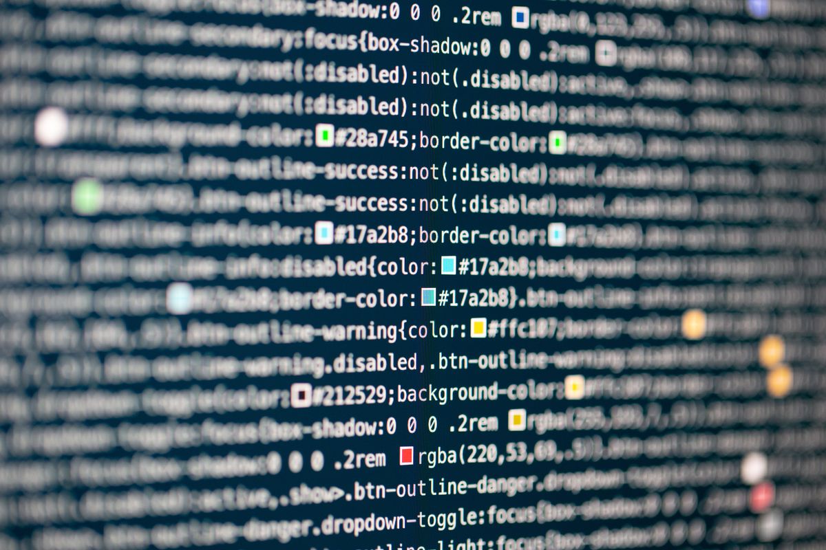 Close-up of source code on a monitor